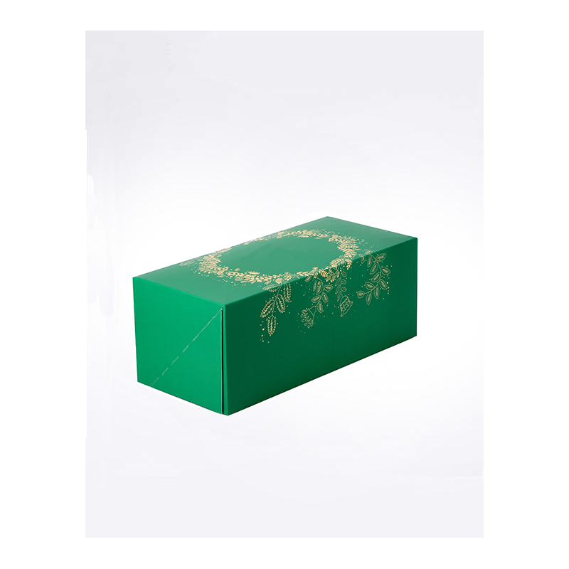 Boîte à bûche de Noël vert emeraude