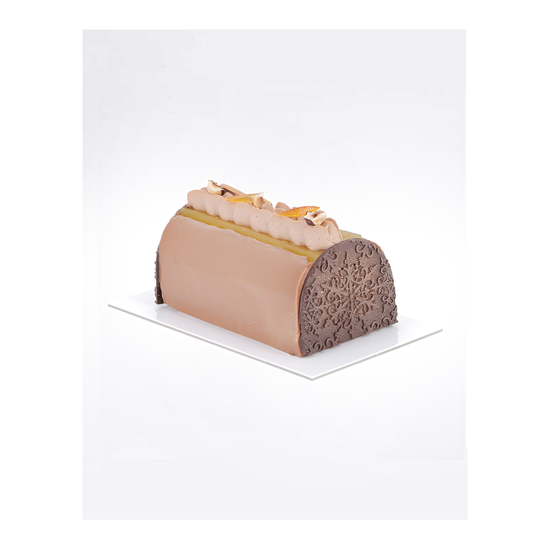 Semelle bûche épaisse  Support blanc, noir et argent pour bûche de Noël