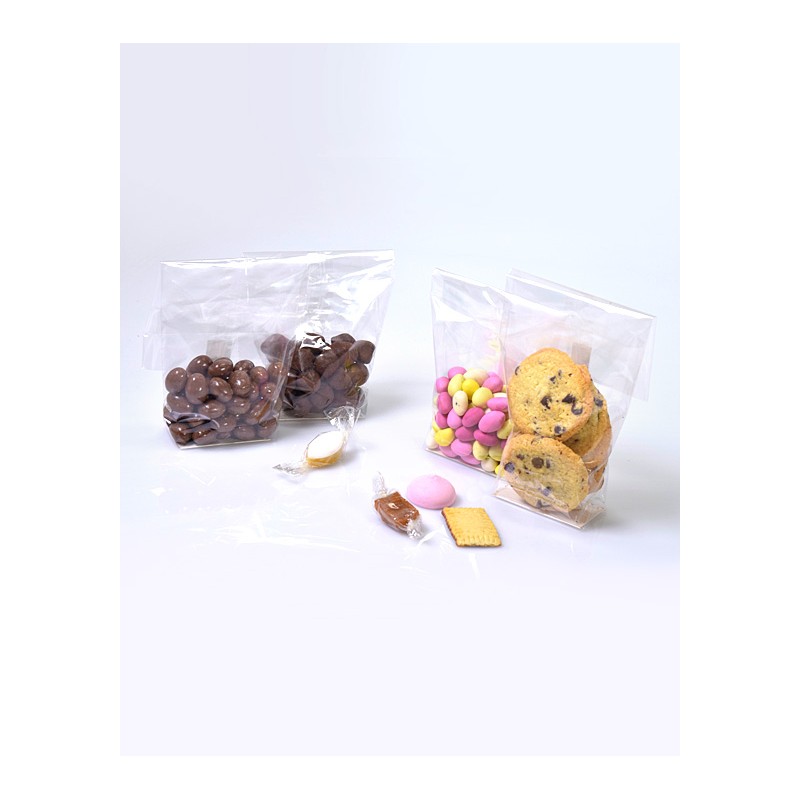 Petit sachet plat cellophane transparent, sachet bonbon alimentaire.