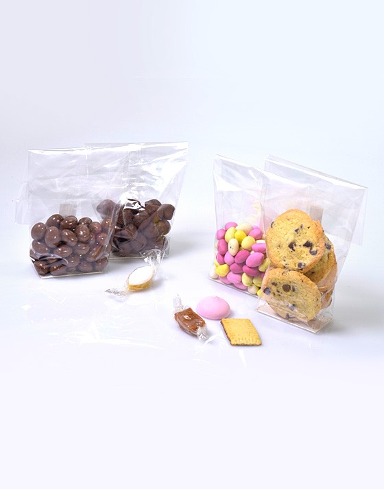 Sachets plats cellophane transparent, sac alimentaire, sac confiserie.